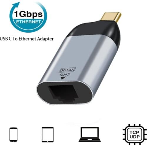 Accessories Grey Aluminum Alloy Network Hub 1-Gigabit USB C To Ethernet Adapter Games Travel Portable Type-c For Thunderbolt 3