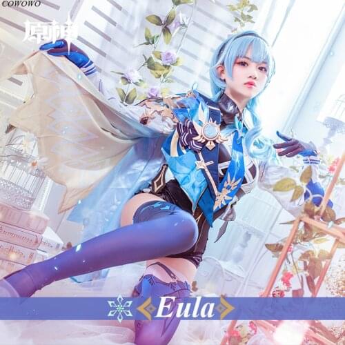 Anime! Genshin Impact EuLa Game Suit Lovely Jumpsuits Uniform Cosplay Costume Halloween Carnival Party Outfit For Women 2021 NEW