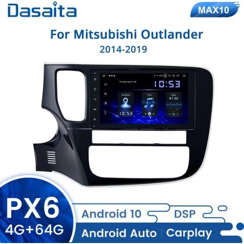 Dasaita 8" 1 Din Android 10.0 Car Radio Player for Mitsubishi Outlander 2015 2016 2017 Navigation GPS 12V 4GB+64GB PX6 Head Unit