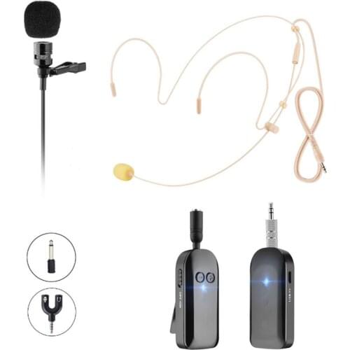 2.4G Wireless Lapel Lavalier & Beige Headset Microphone, Ideal for Speakers, Fitness, Phones, Cameras