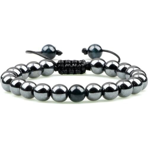 Charm Braided Rope Beaded Bracelet 8mm Natural Black Hematite Stone Classic Bracelets&Bangles for Women Men Jewelry Gift Friends