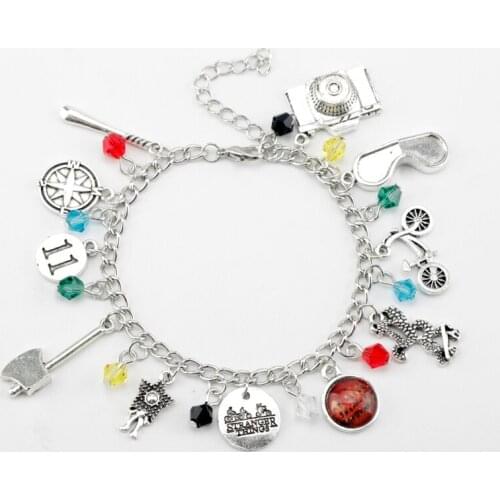 Movie Theme Stranger Things Bracelet Jewelry AXE Camera Bike Eyemask Figure Pendant Bangle Bracelets New