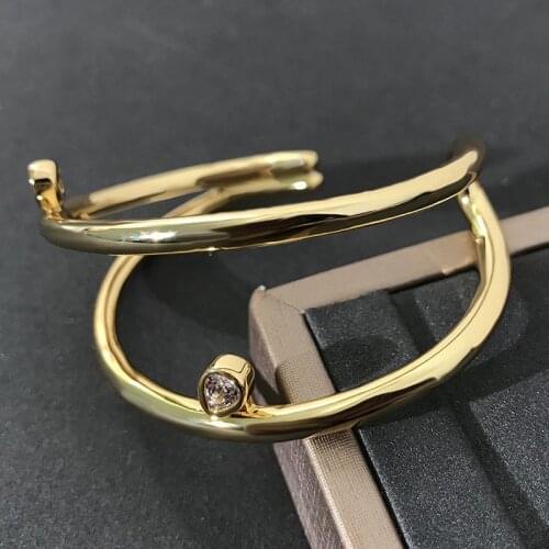 S925 sterling silver summer new golden yellow multi-ring open bracelet female ornaments pear-shaped stone design fashion jewelry