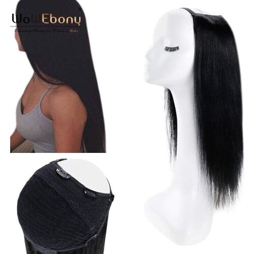 Brazilian u part wig clip in straight hair extension 180% Half Wig with elastic band u shape wig full machine made wig for women