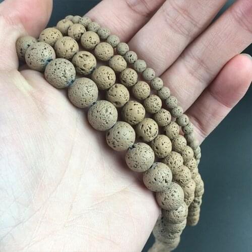 Brown Volcanic Rock Lava Stone Beads Natural Round Loose Spacer Beads For Jewelry Making DIY Charm Bracelet 15'' 4 6 8 10mm