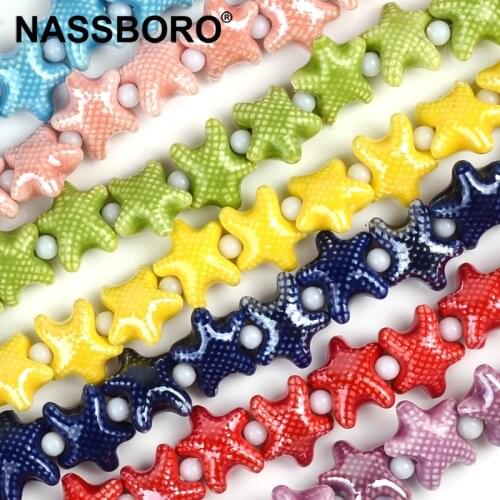 20mm Colorful Starfish Shape Ceramic Beads for Jewelry Making Large Charm Beads Necklace Bracelet Diy Accessories Gifts