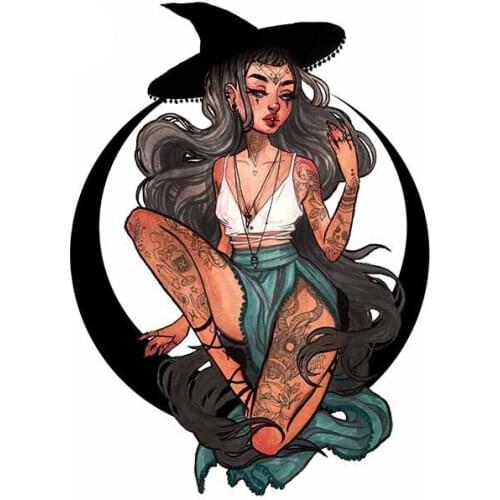 Colored Personalized Halloween Witch Car Stickers Windows Decal Waterproof Vinyl Material Graffiti Sticker Decoration Kk13*10cm