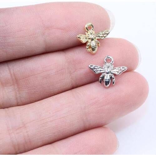 Eruifa 20pcs 12mm Gold/Silver Plated Moni Bee Zinc Alloy Charms Pendant Jewelry DIY Necklace Bracelet Earrings 2 colors