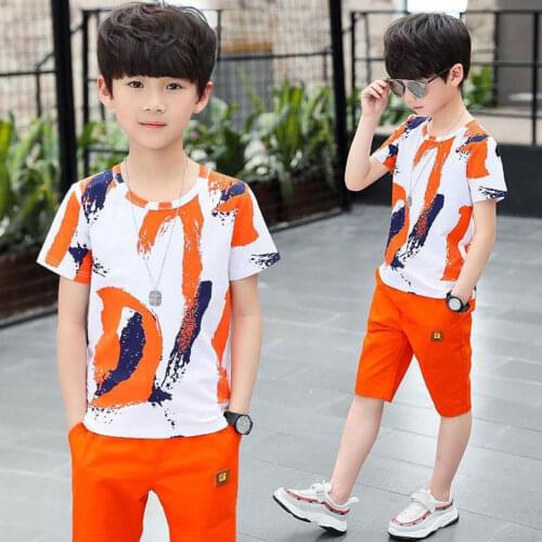 New S Kids Baby Boys Clothes Tops T shirt+ Short Pants Outfit Set Boy Clothes Age For 3T 4 5 6 7 8 9 10 11 12 Yrs 2 Colors