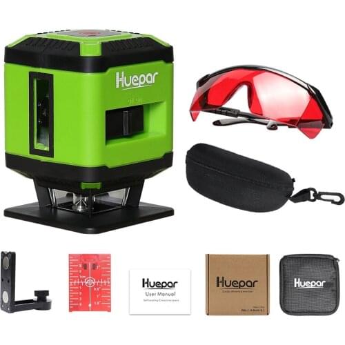 Huepar Red Beam Cross Line Laser Floor Laser Level for Tile Laying Square Leveling+Red Laser Glasses+Red Laser Target Plate