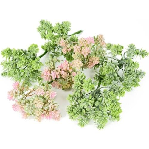 Artificial Plant Mini Succulent Bundles Branch Bouquet For Wedding Decoration Home Living Room Table Desktop Decor Green Leaves
