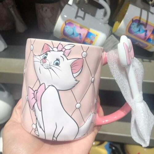 Creative Cartoon Disney Mary Cat Cup Drinking Cup Ceramic Cup With Spoon Mug Coffee Cup Milk Cup Birthday GiftAG 2147