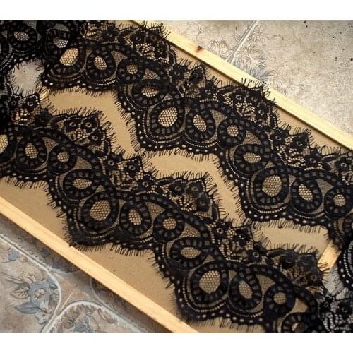 6M/Lot White Black Classical Design Nylon Dress Eyelash Lace Fabric 14CM Soft French Bilateral Chantilly DIY Lash Trim