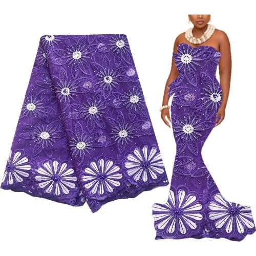 Luxury Purple Guipure French Net Lace Fabric Milk Silk White Indian African Lace Fabric 5 yards Embroidery Nigerian Lace Fabrics
