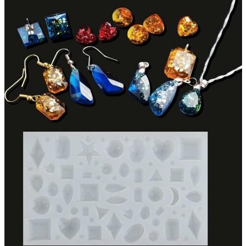 Many Kinds Of Diamonds Stars Rounds Jewerly Shape DIY Ear Studs Pendant Epoxy Fondant 3D Silicone Mold Baking Tool