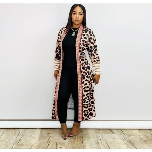 Fashionable Straight Tube Female Windbreaker Retro Printing Thread Long Sleeve Cardigan Coat