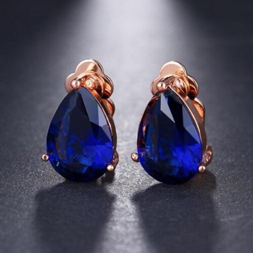 Fashion Women Water Drop Cubic Zirconia Clip On Earrings Party Jewelry Gift
