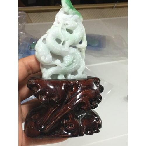 Natural Myanmar jade A HandCarved dragon jadeite jade green jade pendant jade necklace pendants jewelry necklaces