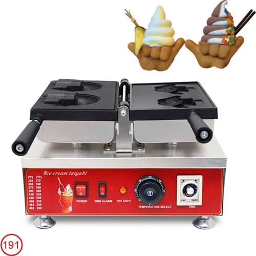 New Design Shaka Boom Shape Ice Cream Taiyaki Machine Waffle Cone Open Mouth Maker Snack Food Baking Equipment With High Quality