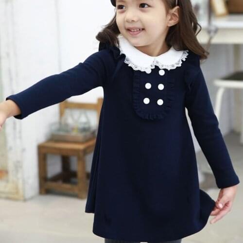 2021 Baby Girl Autumn Winter Doll Collar Princess Dress Children Clothes Long Sleeved Girls A-line Dress Clothing For Girl