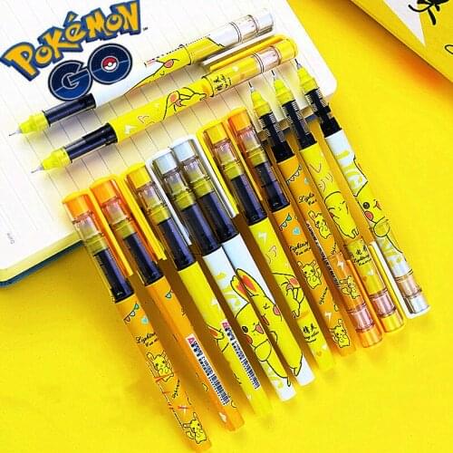 Pokemon Pikachu Roller Pen Anime Ballpoint Pen Student Couples 0.5mm Black Pen Black Ink School Stationery Office Pen Writing
