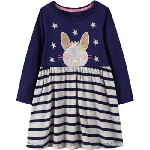 Girl Casual Dress Winter Long Sleeve Cotton Active Playwear Basic Tunic Outfit Dresses Dark Blue Outfits And Long Sleeved Dress
