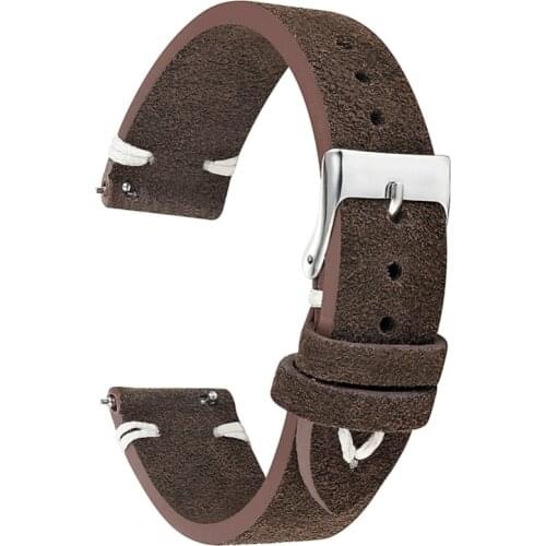 Watchband Soft Suede Leather Vintage Strap Replacement for Men Women Watch Band Coffee 18mm 20mm 22mm 24mm Watch Strap KZSD10