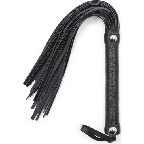 Strap Erotic Whip Adult Health Products Whips Black Leather Silver Nail Short Whip Couple Props
