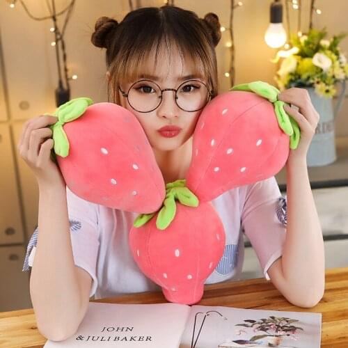 Cute 20cm plush Simulation Mature Strawberry stuffed soft Pillow pink Favorite good quality christmas birthday for lover kid
