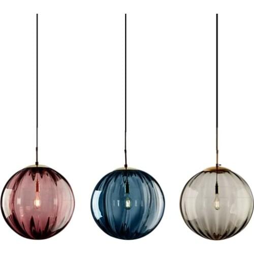Nordic Colorful Glass Globe Pendant Lights For Cafe Bar Restaurant Art Deco Suspended Led Luster Bedside Hanging Lamp Fixtures