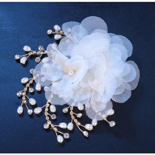 Bridal Wedding Fashion Hair Clip Girls Sweet Flower Style Hair Pins Women Luxury Crystal Pearl Headdress Hair Accessories