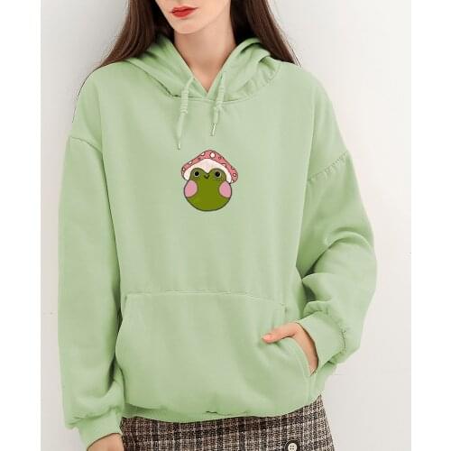 Mushroom Hoodies Cute Frog Plus Size Sweatshirt Women Cotton Long Sleeve Tops Sport Jumper Winter Sport Jumper Clothes for Teens