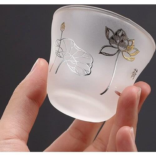 Creative Colored Glaze Glass Teacup Thicken Heat-resistant Kung Fu Tea Set Small Tea Bowl Chinese Master Cup Lotus Small Tea Cup