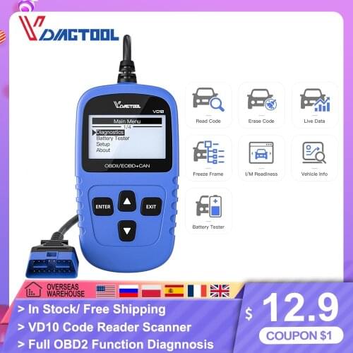 VDIAGTOOL VD10 OBDII/OBD2 Code Reader Scanner For VW For Ford Auto Diagnostic Tool Read Fault Code Multi-language Car Scanner