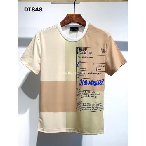 High quality Dsquared2 Men Women patchwork T Shirt Cotton Letter Print O Neck Short Sleeve Shirt Hip-Hop tops xxxl