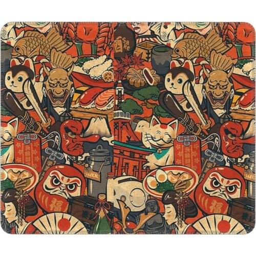 Japanese Sushi Crabs Daruma Gaming Mouse Pad Antislip Mouse Mats Rubber Computer Keyboard Desk Pad