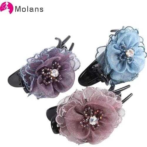 Molans New Hair Claws for Women Flower Leaf Hair Clips Barrettes Crab Ponytail Holder Retro Hairpins Hair Bands Hair Accessories
