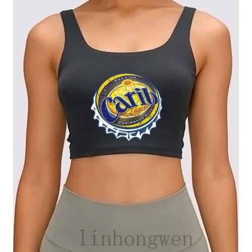 Carib Beer Women Tank Top Summer Style Outfit Personalized Novelty Round Collar Building Cute Crop Top