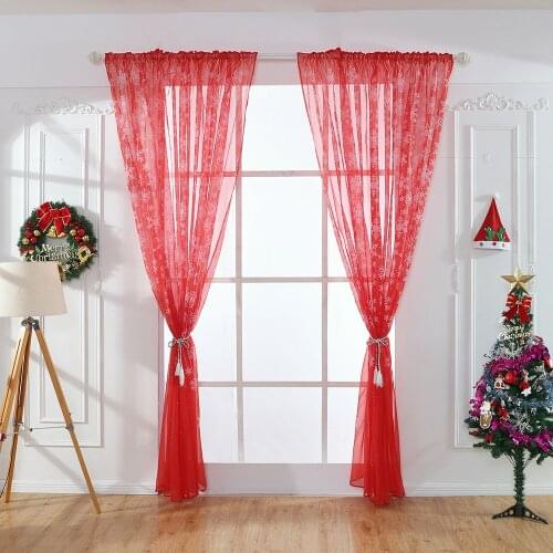 1PCs Christmas Snowflake Curtain Tulle Voile Drape Valance,Bedroom Livingroom Window Treatment Sheer Tulle Curtains