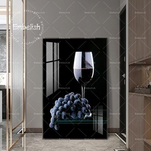 1 Pieces Grapes And Wine Glass Food Kitchen Home Decor HD Spray On Canvas Paintings Wall Art Posters Dinning Room Artwork Poster