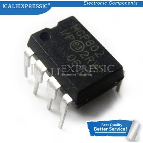 10PCS MCP602-I/P MCP602 DIP8 2.7V to 5.5V Single Supply CMOS Op Amps In Stock