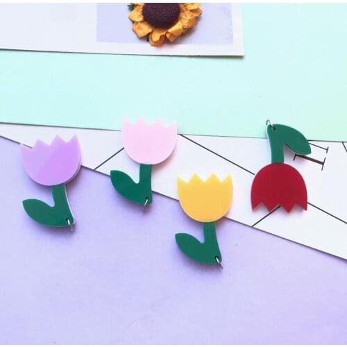 10pcs new Acrylic flower charms keychain pendant earrings pendant for DIY Stationery decoration