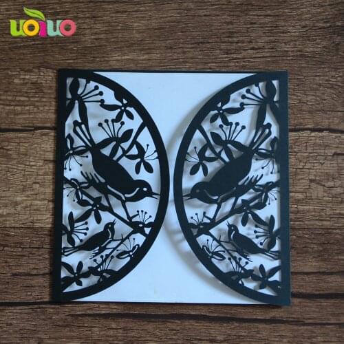 Black love birds 10Pcs Sample Laser Cut Wedding Invitation Cards Customizalbe Envelopes & Inner Card & Party Supplies