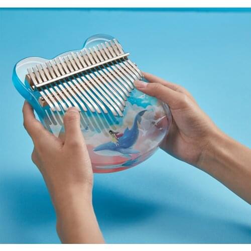 Cega 17 keys Kalimba Acrylic Finger Piano Whale Starry Sky Pattern,Kalimba 21 Keys With Bag Stickers Tuning Hammer Gift