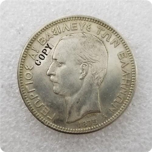 1875,1876 Greece 5 Drachma Copy Coin commemorative coins-replica coins medal coins collectibles