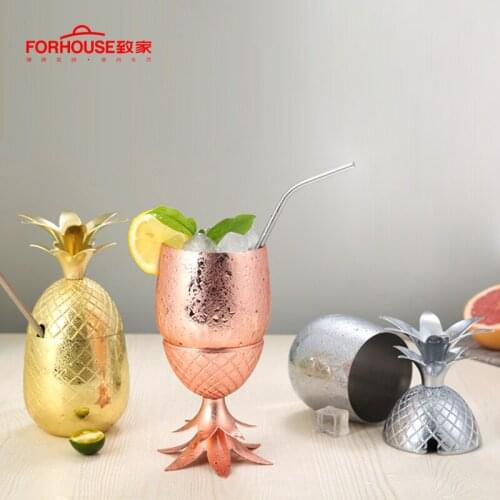 400ml Stainless Steel Beer Cup Mugs Outdoor Pineapple Western Tea Coffee Cup With Handle Insulated Portable Water Cup Drinkware