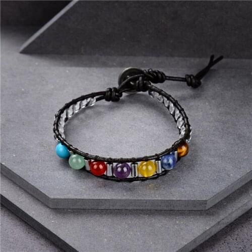 7 Chakra Bracelet Natural Stone Hematite Lapis Lazuli Agat Amethysts Healing Balance Yoga Bracelets Jewels Prayer Wristband B451