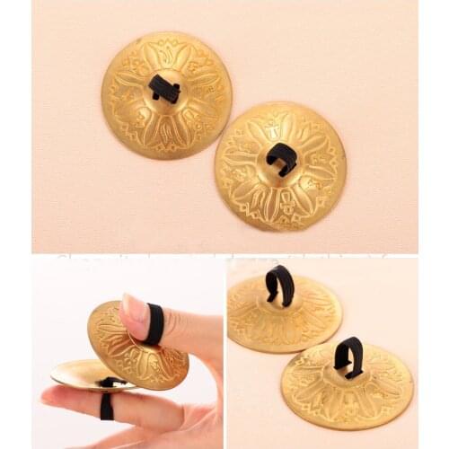 2 Pair (4 Piece) Belly Dance Grain Pattern Pure Copper Finger Cymbals Zills Bellydance Accessories