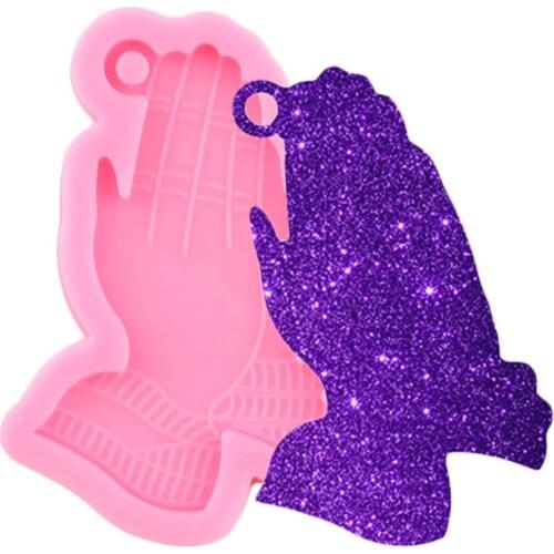 Shiny Glossy Hands Silicone Mold Epoxy Resin Keychains Molds Polymer Clay Pendant Mould Jewelry Making Necklace Moulds