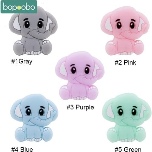 Bopoobo BPA Free Silicone Teether 20pcs Silicone Beads DIY Crafts Silicone Teether Elephant Molar Toys Baby Care Teether